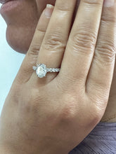 Load image into Gallery viewer, IGI Certified Eternity Style 14k Solid White Gold Oval Cut Diamond And Round Cut Sides Engagement Ring Hidden Halo Wedding Ring 3.00ct F-VS2