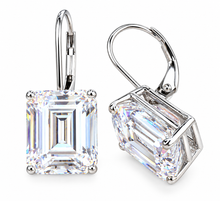 Load image into Gallery viewer, Emerald Cut IGI CERTIFIED Earrings Huge 6.00 Carat Prong set 14k Solid White Solid Gold Bridal Gift Wedding Engagement French Post Setting