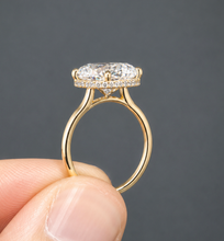 Load image into Gallery viewer, IGI Certified Oval Shape And Round Cut Diamond Engagement Ring Inner Halo Style Wedding Ring Women's Bridal Ring 14K Yellow Gold 4.15ctw