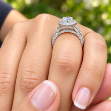 Load image into Gallery viewer, Pear Shape Center And Round Cut Sides Diamond Engagement Ring Halo Ring Wedding Bridal Ring IGI Certified 14k Solid White Gold 4.40ctw G-VS2