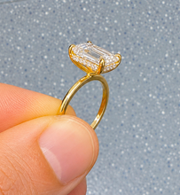 Load image into Gallery viewer, IGI Certified Emerald Shape And Round Cut Diamond Engagement Ring Inner Halo Style Wedding Ring Women's Bridal Ring 14K Yellow Gold 3.10ctw