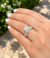 Load image into Gallery viewer, Princess Cut Center And Round Cut Sides Diamond Engagement Ring Prong Set Wedding Bridal Ring IGI Certified 14k White Gold 2.50ctw