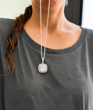 Load image into Gallery viewer, Cushion Cut IGI Certified And Round Cut Side Diamond Pendant And Chain Double Halo Style 14k White Gold Necklace And Chain Wedding Gift 2.50