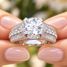 Load image into Gallery viewer, Round Diamond Hidden Halo Engagement Ring IGI Certified F-VS2 14K White Gold 2.70 CTW