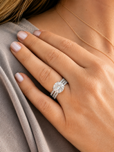 Load image into Gallery viewer, Round Cut Moissanite Engagement Ring And Two Matching Band Bridal Set Women's Wedding Ring and Band In 14k Solid White Gold Ring Set 3.70ctw