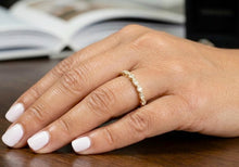 Load image into Gallery viewer, Round Cut Moissanites Band Half Eternity Anniversary Band Antique Filigree Style Engagement Band 14k Yellow Gold Ring Wedding Band 0.35ctw