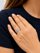 Load image into Gallery viewer, Round Cut Moissanites Band Eternity Style Anniversary Band Antique Filigree Style Engagement Band 14k White Gold Ring Wedding Bands 0.60ctw
