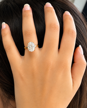 Load image into Gallery viewer, Oval Shape Moissanite Engagement Ring Solitaire Four Prong Set Bridal Wedding Ring For Her Minimalist Design 14k Solid Yellow Gold 5.00ct