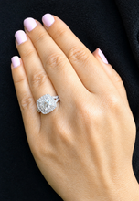 Load image into Gallery viewer, Cushion Cut Moissanite And Cvd Diamonds Engagement Ring Double Halo Split Shank Design Bridal Wedding Ring In 14k White Gold 2.30ctw