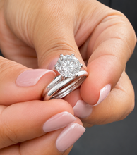 Load image into Gallery viewer, Solitaire Round Cut Moissanite Engagement Ring And Matching Band Set Wedding Set Six Prong Setting 7.50mm 14K Solid White Gold 1.50ct