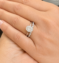 Load image into Gallery viewer, Oval Shape Moissanite And Round Cut Sides Engagement Ring And Matching Band 14k Solid White Gold Bridal Ring Solitaire Wedding Ring 3.15ctw