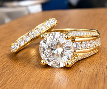 Load image into Gallery viewer, IGI Certified Round Cut Center Diamond Engagement Ring And Matching Band Inner Halo 14k Solid And Heavy White Gold Wedding Ring 7.50ctw