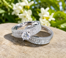 Load image into Gallery viewer, IGI Certified Round Cut Diamond Engagement Ring And Matching Band Bridal Set 14k Solid White Gold Women's Wedding Set For Her 3.00ctw F-VS2