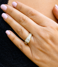 Load image into Gallery viewer, Princess Cut Center And Round Cut Sides Diamond Engagement Ring Prong Set Wedding Bridal Ring IGI Certified 14k Solid Yellow Gold 2.50ctw