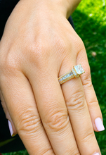 Load image into Gallery viewer, Princess Cut Center And Round Cut Sides Diamond Engagement Ring Prong Set Wedding Bridal Ring IGI Certified 14k Solid Yellow Gold 2.50ctw