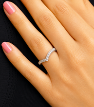 Load image into Gallery viewer, Round Cut Cvd Diamonds Band Anniversary V Shape Bridal Filigree Style Half Eternity Stackable Matching Band For Her 14k White Gold 0.70ctw