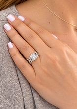Load image into Gallery viewer, IGI Certified Princess Cut And Round Cut Sides Diamond Engagement Ring And Two Bands, Halo Wedding Set 14k Solid White Gold 2.00ctw