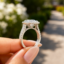 Load image into Gallery viewer, Round Cut Diamond Engagement Ring IGI Certified 14k Solid White Gold Halo Wedding ring Split shank Bridal Ring 5.70ct G-VS2