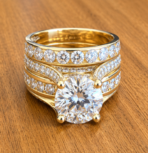 Load image into Gallery viewer, IGI Certified Round Cut Center Diamond Engagement Ring And Matching Band Inner Halo 14k Solid And Heavy White Gold Wedding Ring 7.50ctw