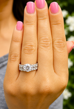 Load image into Gallery viewer, Round Cut Moissanite Engagement Ring And Matching Band Eternity Style Women's 14k Solid White Gold Bridal Set Eternity Wedding Set 6.00ctw