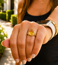 Load image into Gallery viewer, Oval Cut Natural Yellow Citrine Ring Art Deco Style Ring Anniversary Gift Prong Set Right Hand Ring For Her 14k Solid Yellow Gold 5.00ctw