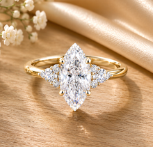Load image into Gallery viewer, Marquise Cut Diamond Engagement Ring Set In IGI Certified 14k Solid Yellow Gold Wedding Ring Prong Set Bridal Ring Minimalist 1.30ctw