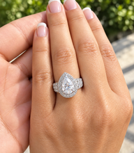 Load image into Gallery viewer, Pear Shape Center And Round Cut Sides Diamond Engagement Ring Halo Ring Wedding Bridal Ring IGI Certified 14k Solid White Gold 4.40ctw G-VS2