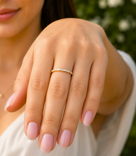 Load image into Gallery viewer, Round Cut Moissanites Band Half Eternity Anniversary Band Prong Set Engagement Ring Band 14k Solid Yellow Gold Ring Wedding Band 0.15ctw