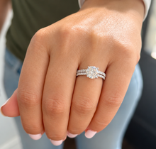 Load image into Gallery viewer, GIA Certified Natural Round Cut Diamond Engagement Ring And Matching Band Wedding Set 14k Solid White Gold Inner Halo Bridal Set 1.70ctw