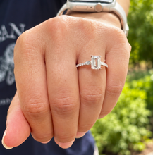 Load image into Gallery viewer, Emerald And Baguettes Cut Diamond Engagement Ring IGI Certified 14k Solid White or Yellow Gold Bridal Ring Wedding Ring 2.30ctw F-VS2