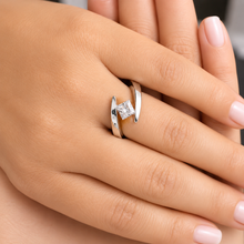 Load image into Gallery viewer, Princess Cut Moissanite Engagement Ring Tension Set Solitaire Bridal Ring 14k Solid And Heavy White Gold Wedding Anniversary Ring 1.50ct