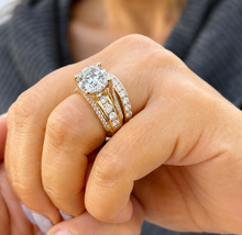 Load image into Gallery viewer, IGI Certified Round Cut Center Diamond Engagement Ring And Matching Band Inner Halo 14k Solid And Heavy White Gold Wedding Ring 7.50ctw