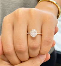 Load image into Gallery viewer, Oval Shape Moissanite Center And Round Cut Sides Engagement Ring Halo Style 14k Yellow Gold Wedding Ring Bridal Propose Ring 2.50ctw