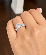 Load image into Gallery viewer, GIA Certified Natural Round Cut Diamond Engagement Ring And Matching Band Wedding Set 14k Solid White Gold Inner Halo Bridal Set 1.70ctw