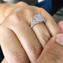 Load image into Gallery viewer, Round Cut IGI Certified Diamonds Halo Engagement Ring 14k Solid White Gold Wedding Ring Filigree Antique Style 1.75ctw