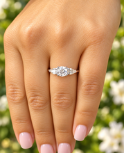 Load image into Gallery viewer, Round Cut And Pear Shape Sides Diamond Engagement Ring IGI Certified 14k Solid White Gold Bridal Wedding Ring 1.40ctw F-VS2