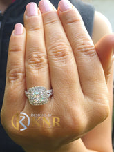 Load image into Gallery viewer, GIA Cetified Natural Cushion Cut and Round Cut Diamond Engagement Ring 14k Solid White Gold Bridal Ring Double Halo Wedding Ring 2.70Ctw