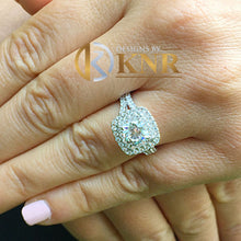 Load image into Gallery viewer, GIA Cetified Natural Cushion Cut and Round Cut Diamond Engagement Ring 14k Solid White Gold Bridal Ring Double Halo Wedding Ring 2.70Ctw