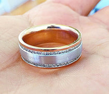 Load image into Gallery viewer, Round Cut Cvd Diamond Mens Band 7.50mm Width Brushed Polished Wedding Channel Set Eternity Style Set In 14k Solid And Heavy White Gold 1.00