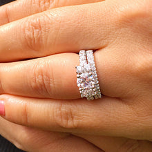 Load image into Gallery viewer, Round Cut Moissanite And Diamond Engagement Ring Cvd Diamonds Bridal Set Ring And Band For Her Wedding Ring 14k Solid White Gold 2.00ctw