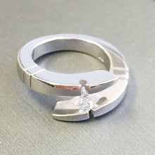 Load image into Gallery viewer, Princess Cut Moissanite Engagement Ring Tension Set Solitaire Style Bridal Ring Set In 14k Solid And Heavy White Gold Wedding Ring 1.00ctw