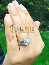 Load image into Gallery viewer, Round Cut Natural Diamond Engagement Ring And Matching Band Prong Set Wedding Set Double Halo Bridal Set Women's 14k Solid White Gold 1.30ct
