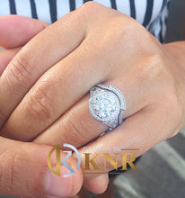 Load image into Gallery viewer, Round Cut And Diamonds Engagement Ring And Band, Wedding Bridal Set 3.00ct IGI Certified 14k Solid White Gold F-VS2