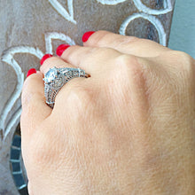 Load image into Gallery viewer, Round Cut Diamond Engagement Ring Natural Diamonds Bridal Ring Antique Style Wedding Ring Filigree Design Ring 14k Solid White Gold 1.35ctw