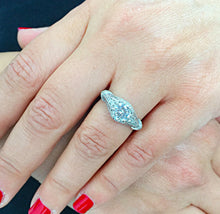 Load image into Gallery viewer, Round Cut Diamond Engagement Ring Natural Diamonds Bridal Ring Antique Style Wedding Ring Filigree Design Ring 14k Solid White Gold 1.35ctw