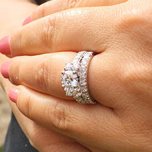 Load image into Gallery viewer, Round Cut Moissanite And Diamond Engagement Ring Cvd Diamonds Bridal Set Ring And Band For Her Wedding Ring 14k Solid White Gold 2.00ctw