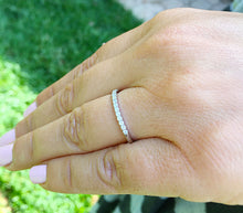 Load image into Gallery viewer, Round Cut Moissanite Band Half Eternity Anniversary Band Bridal Gift Prong Engagement Ring Gold Band Ring 1.7mm 14k Solid White Gold 0.30ctw