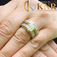 Load image into Gallery viewer, IGI Certified Princess And Round Cut Diamond Engagement Ring And Matching Band Bridal Wedding Set For Her 14k Solid Yellow Gold 3.20ct F-VS2