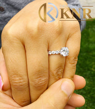 Load image into Gallery viewer, GIA Certified 14k Solid White Gold Round Cut Diamond Engagement Ring Eternity Style Bridal Wedding 4.00ctw F-VS2