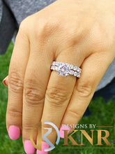 Load image into Gallery viewer, Round Cut Moissanite Engagement Ring And Matching Band Eternity Style Women's 14k Solid White Gold Bridal Set Eternity Wedding Set 6.00ctw